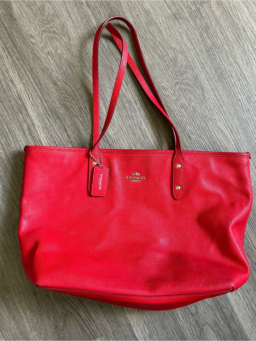 Coach Red Leather Tote Bag